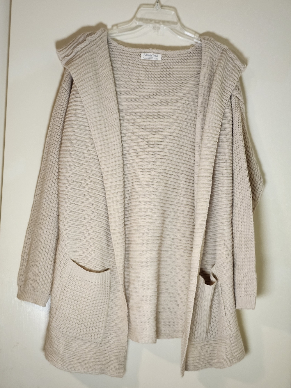 Cozy Full Circle TrendsWomen's Hooded Open-Front Cardigan Sweater - Cream XL